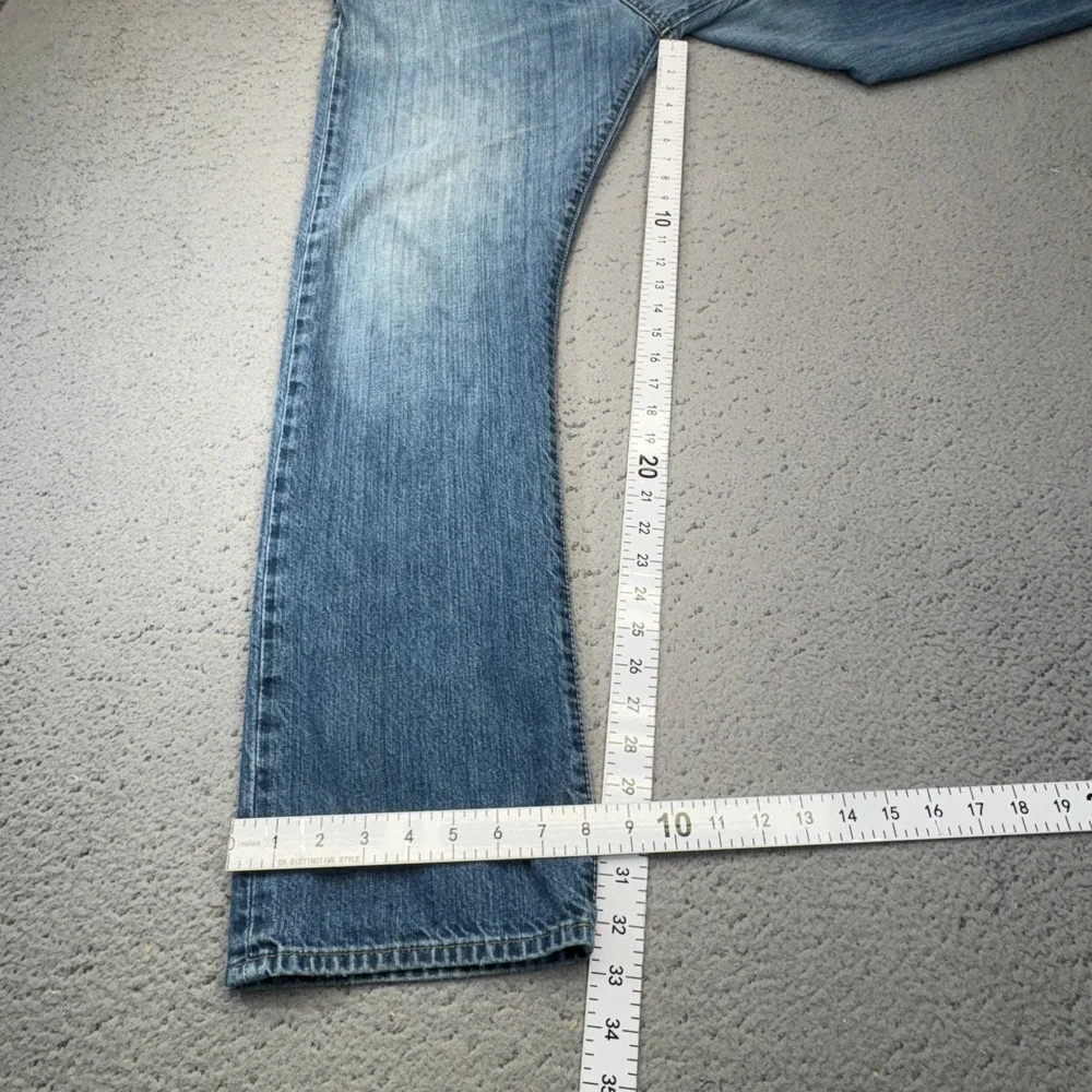 Polo Ralph Lauren Jeans Mens 36x32 Blue Distressed Straight Leg RL Logo Denim